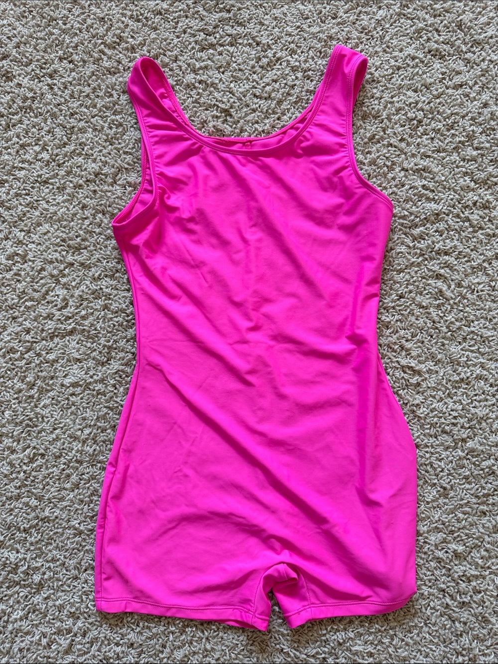 Girls' Bright Pink Tank-Style One-Piece Bodysuit Shorts